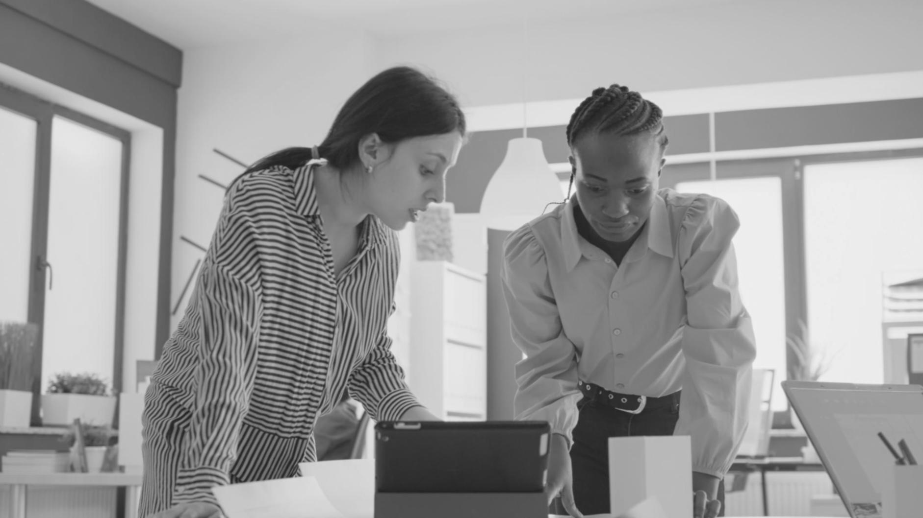 Professional discussing compliance requirements with client